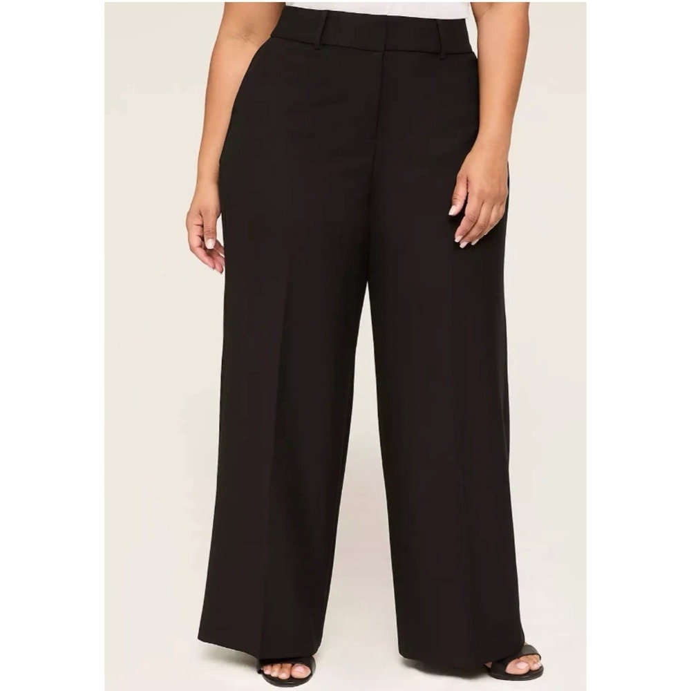 NWT Lane Bryant The Perfect Drape Wide Leg High Rise Trousers Black Women's 26 S